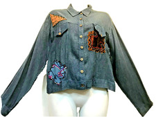 SACRED THREADS boho gypsy patch hippie flannel TOP CARDIGAN JACKET M Free shipp