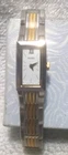 Seiko Quartz Dress Watch V220-6769 2 Tone Bracelet White Dial Narrow New Bat VTG