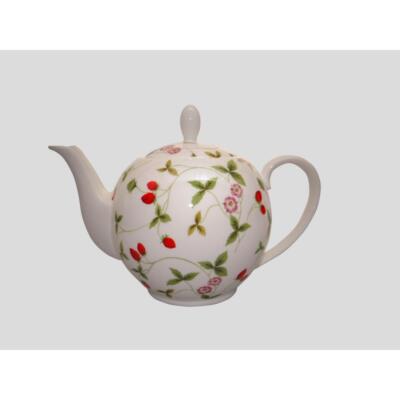 Teekanne MIRELLA mit Erdbeeren für1000ml weiß rot Porzellan TeaLogic