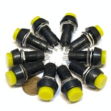 10 Pieces Yellow momentary PUSH BUTTON SWITCH DC N/O normally open on/off wd C11