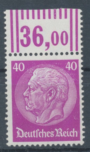 Reich alemán Hindenburg Michel No. 491 W OR ** nuevo - Imagen 1 de 3