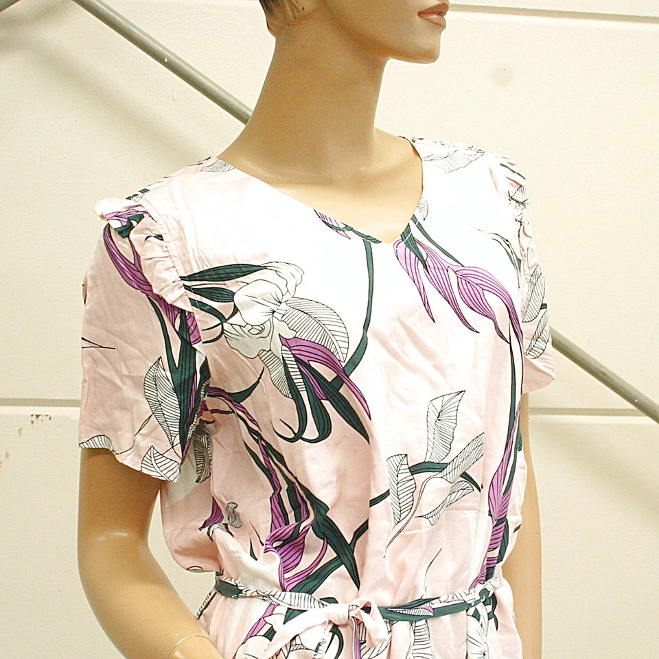 KAFFE Kleid florale Muster und Bindegürtel rosa bunt Gr. 38 Impressionen - Bild 2 von 4