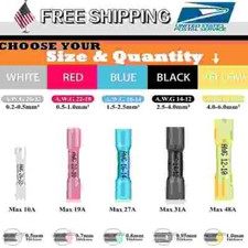 200/50PCS Waterproof Heat Shrink Butt Wire Splice Crimp Connectors Terminals Kit