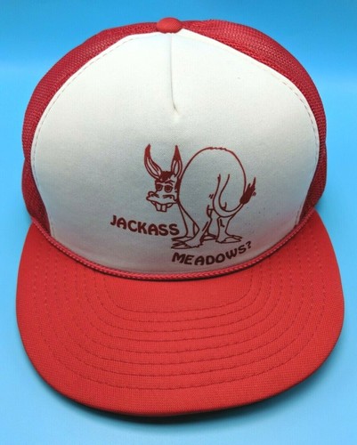 JACKASS MEADOWS vintage red / white adjustable snapback cap / hat - Picture 7 of 7