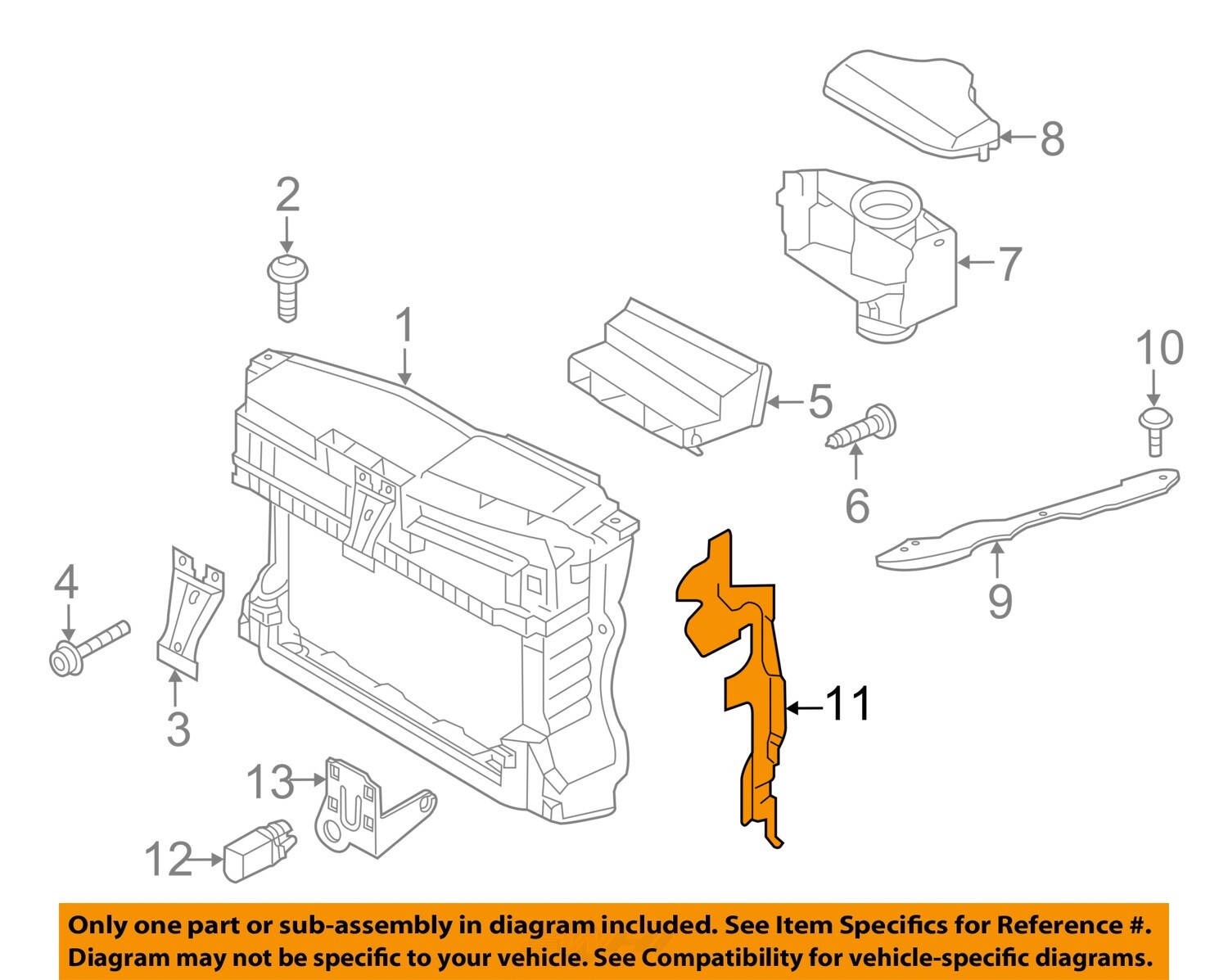 VW VOLKSWAGEN OEM Radiator SupportAir Baffle Duct Deflector Right