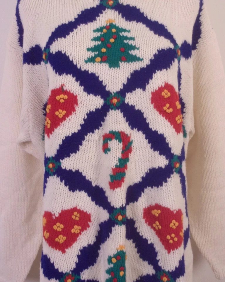 Suéter De Colección Años 80 90 Karen Scott II Grueso Tejido Feo Navidad Pixelado 2X Foto 2 de 4