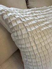 Euro Sham Pair White Macy's Style & Co Textured Reversible Embroidery Red Floral