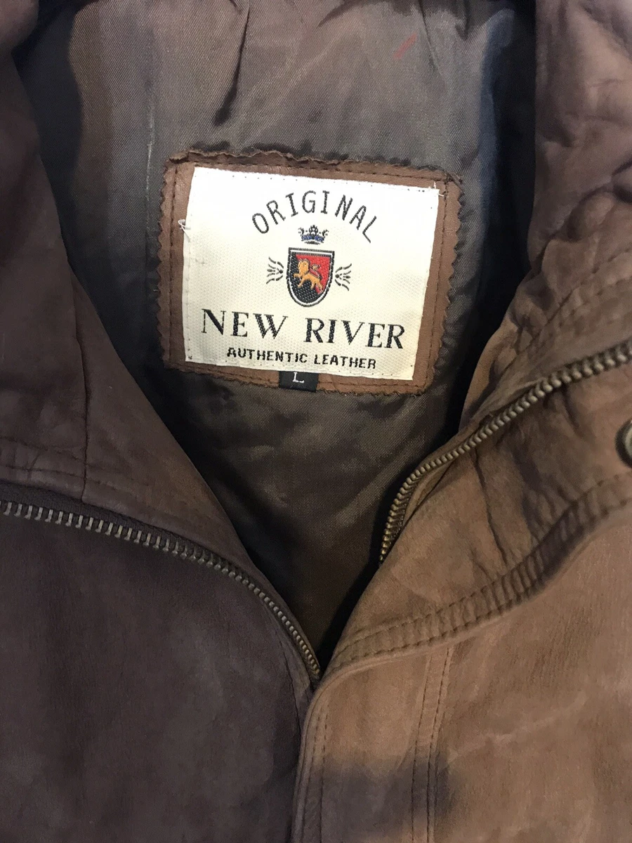 New River Full Zip Insulated Authenthc Leather Jacket Coat Mens sz
