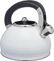 KitchenCraft Lovello Textured Stove-Top Whistling Kettle, 2.5 L White