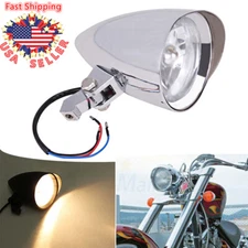 Motorcycle Bullet Tri-Bar 4.5" Headlight For Harley Chopper Iron Dyna Softail US