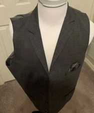 Hart Schaffner Marx Mens Wool  gray 5 Front Button Vest L