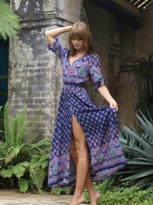 maxi dress nightgown AURORA SILK LONG NIGHTDRESS IN PURPLE | CULT MIA