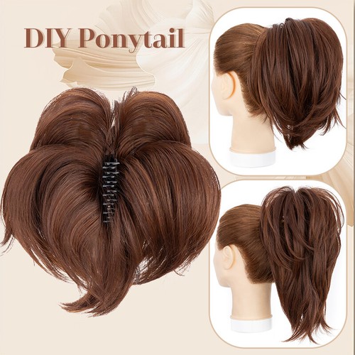 CLEARANCE 12" Short Jaw Claw on Ponytail Clip in Pony Tail Hair Extensions Messy - Picture 34 of 39