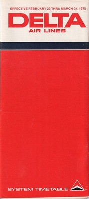 Delta Air Lines timetable 1975/02/23
