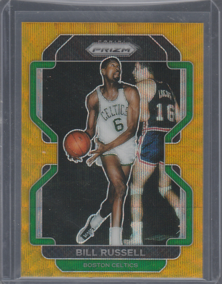 2021-22 Panini Prizm Prizms Gold Wave #254 Bill Russell 10/10