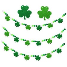 3 Pack St Patrick's Day Felt Garland, 2.5 Meters Felt Garland Banner, Shamrock