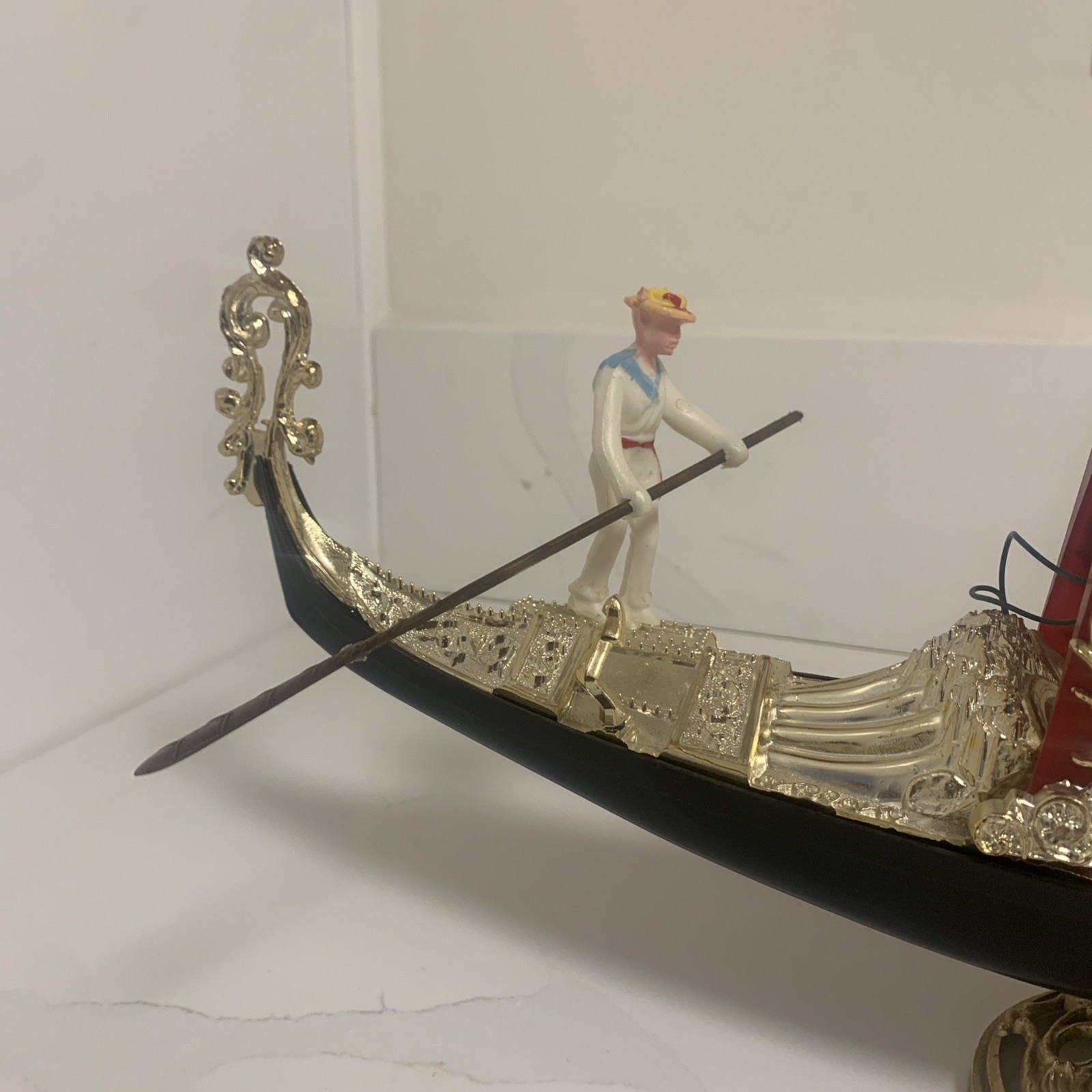 VINTAGE  ITALIAN VENICE SOUVENIR -  GONDOLA WITH DANCER - 60s