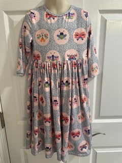 Mila & Rose Size 7 8 Girls Butterfly Long Sleeve Dress