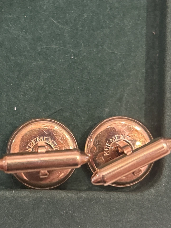 Gemelos vintage Krementz tono oro amarillo jade para hombre Foto 3 de 4