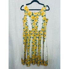 LOFT Yellow Floral Fit & Flare Pleated Bottom Dress