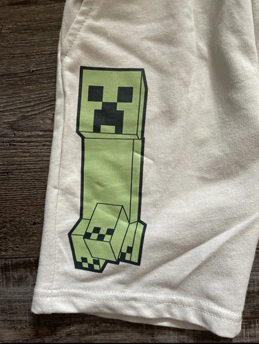 Minecraft Shorts Youth Sweat Tie front Elastic Green Creeper Free Ship - Picture 3 of 4