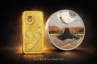 2026 Perth Mint Dune  1oz Coloured Silver Coin & 1g Gold Bar 2 Piece Collection