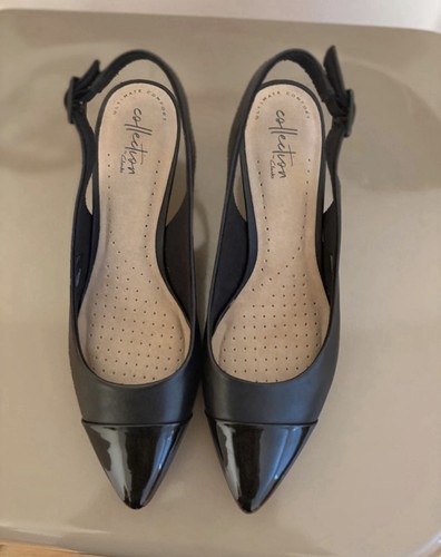 Clark's Collection Black Leather Sling Backs Se 9M