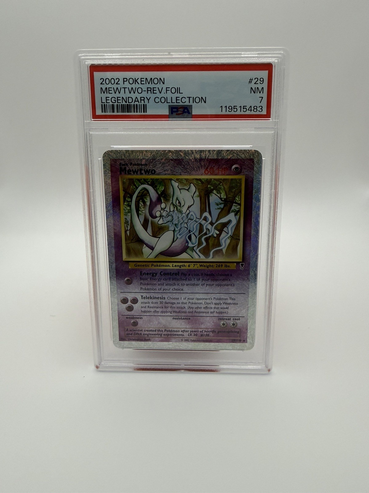 2002 POKEMON LEGENDARY COLLECTION #29 MEWTWO-REVERSE FOIL PSA 7