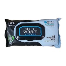 DUDE Wipes Medicated Flushable Wipes 48 Count Extra Large Witch Hazel Aloe Vera