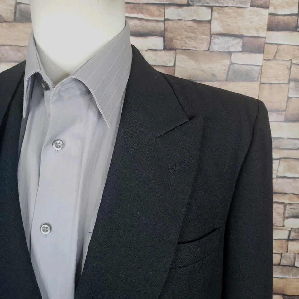 John Henry 2 Piece Suit Mens 40L 30X32 Black Double Breasted VL Peak - Image 3 of 4