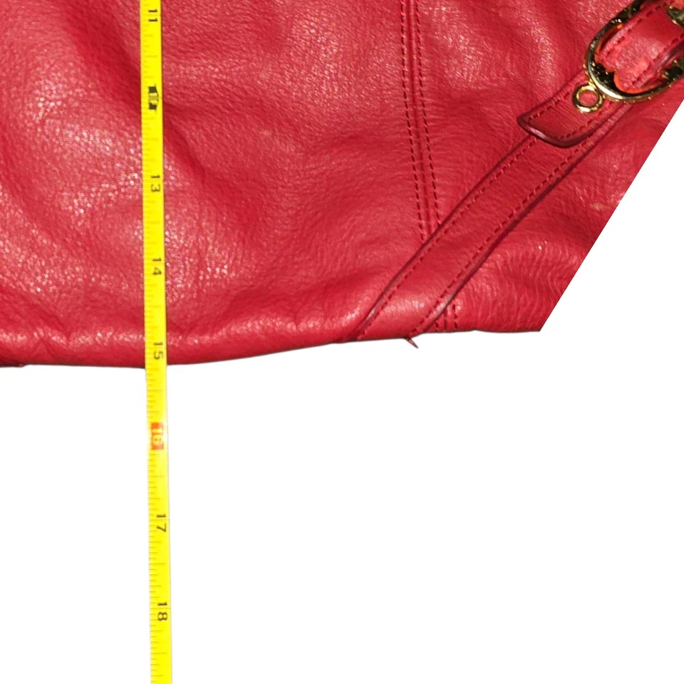 Emma Fox Red Leather Shoulder Bag Kiss Lock Frame Purse Gold Hardware 15x15 - Image 4 of 4