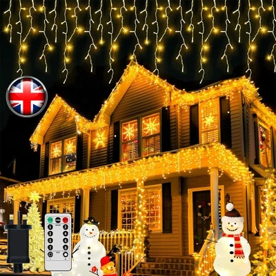 YOUKUKE 600 LED Icicle Lights 18M Super Bright Christmas Snowing Effect Outdoor Light