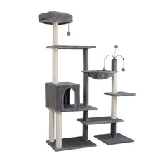 Vibrant Life 64" Multiple Level Cat Tree Tower with Condo and Hammock, Grey