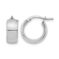 15mm 14K White Gold 6mm High Polished Huggie Hoop Earrings