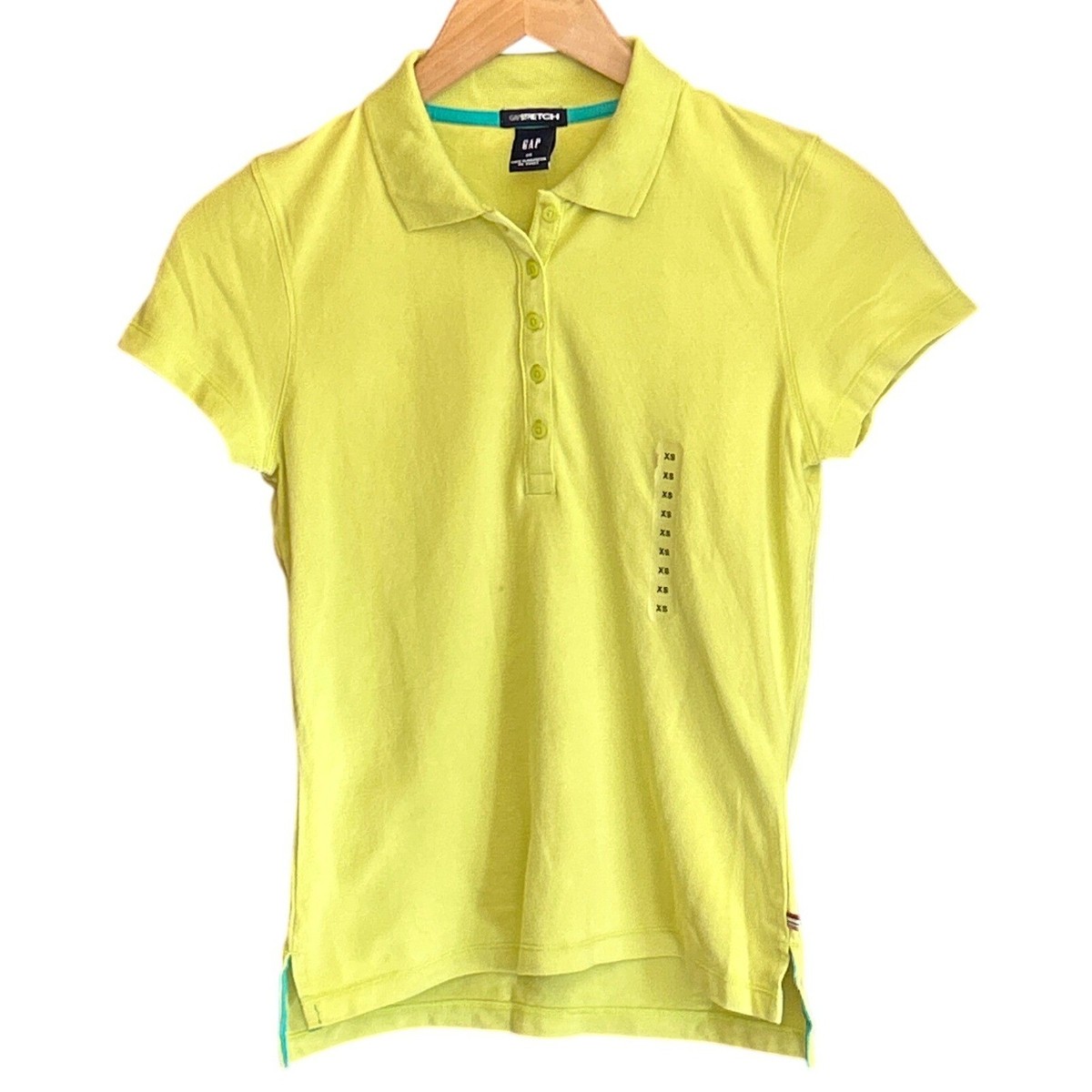 Vintage 2002 Deadstock Gap Baby Tee Polo Shirt Lime Green Y2K