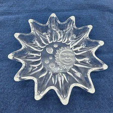 Studio Nova Crystal HEAVENS GATE Frosted Glass Dish Platter Sun Moon Star Planet