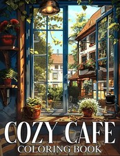 Cozy Cafe Coloring Book: Serene Coffee Shop Coloring Pages Relaxing Familiar Cor