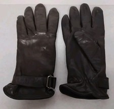 Vintage Grandoe Gloves Brown Leather Black Fleece Lined Women's Medium