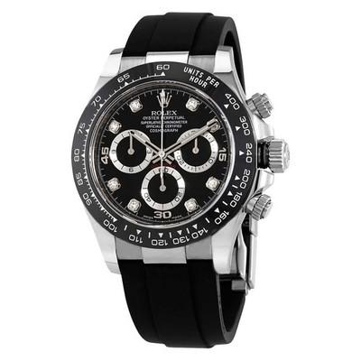 Rolex Cosmograph Daytona Black Diamond Dial Men's Chronograph Oysterflex Watch