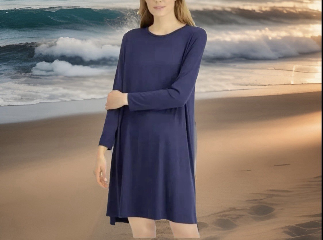 Eileen Fisher Knit Midi Dress Women’s Size Petite Small Blue Viscose Spandex