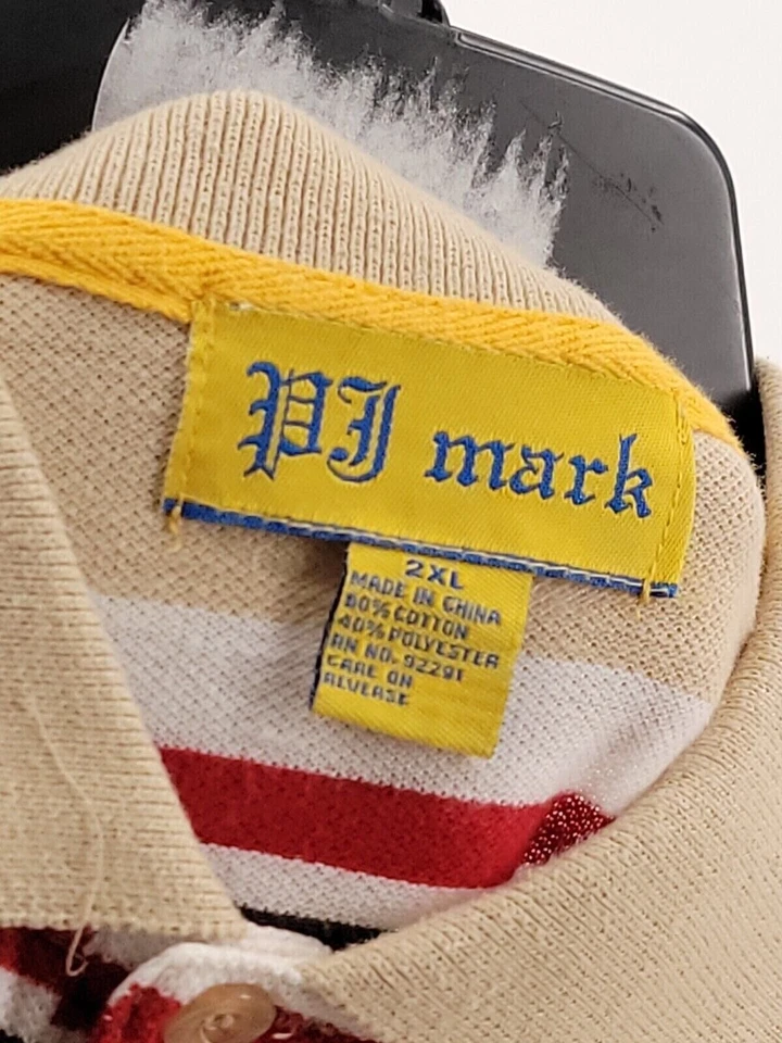 Camisa Polo PJ Mark Para Hombre Talla 2XL Color Beige Manga Corta 3 Botones Tira Informal Foto 4 de 4