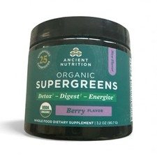 Ancient Nutrition Super Greens Powder, Organic Berry Flavor 12 Ser. Exp7/27