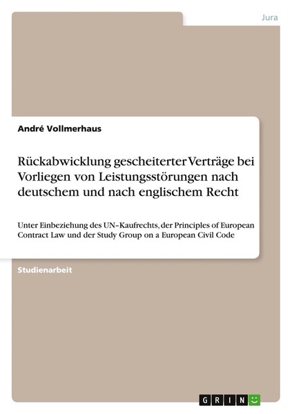 André Vollmerhaus | RüCkabwicklung Gescheiterter VerträGe Bei Vorliegen Von...-image