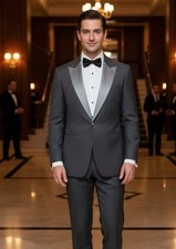 Raffinati ROBERT WAGNER Tuxedo Men Satin Lapel Formal Tuxedo Suit 40R 33-35x30