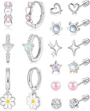 "Surgical Stainless Steel Earrings for Girls Women Hypoallergenic Screw Back E..