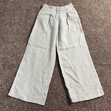Reformation Pants Womens 0 Beige Linen Wide Leg High Rise Pleated Trousers