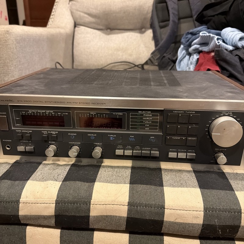 Vintage Stereo Receiver Silver Face w/ Wood Side Panels Parts/Repair