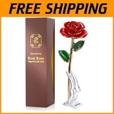 Eternal Resin-Preserved Red Rose  24K Gold Dipped Flower