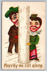 1913 Merrily We Roll Along Drawing Humor Posted Vintage Postcard