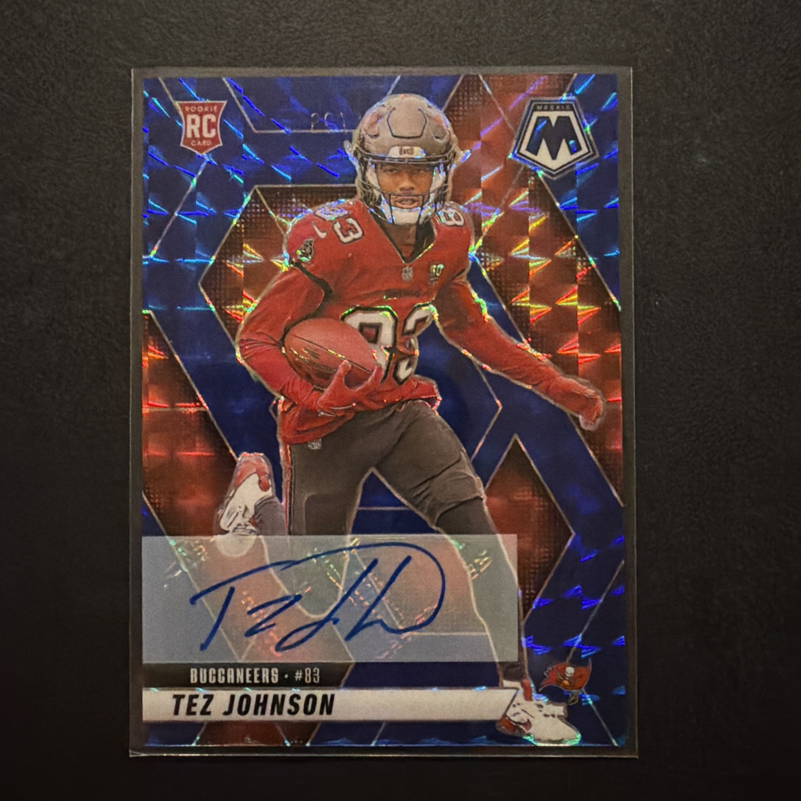 2025 Mosaic Football Rc Rookie Auto Blue Prizm Tez Johnson /99 #316